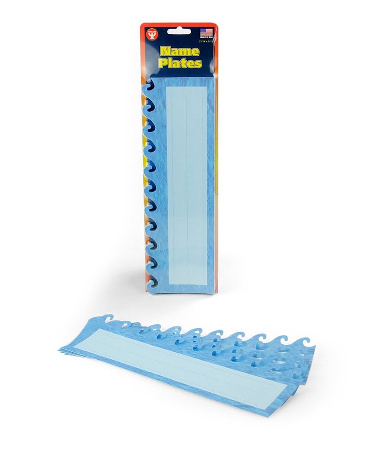 Hygloss Products Die-Cut Name Plate - Great Teaching Tool - Perfect for Labeling in Classroom & Other Uses - Ocean Waves - 9.5 x 3 inches -(45557), Medium, Blue, 30 Count - Image 3